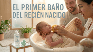 el primer baño del recién nacido, recién nacida